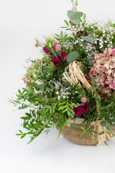 Basket of fresh flowers AUTUMN COLORS