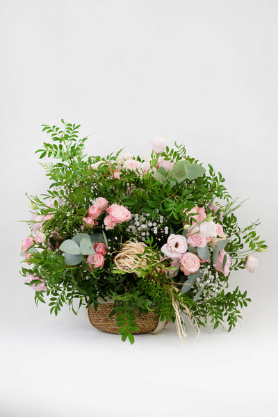 Basket of fresh flowers SPRING COLORS